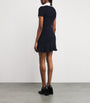 Self-Portrait Navy Rib-Knit Contrast-Trim Mini Dress