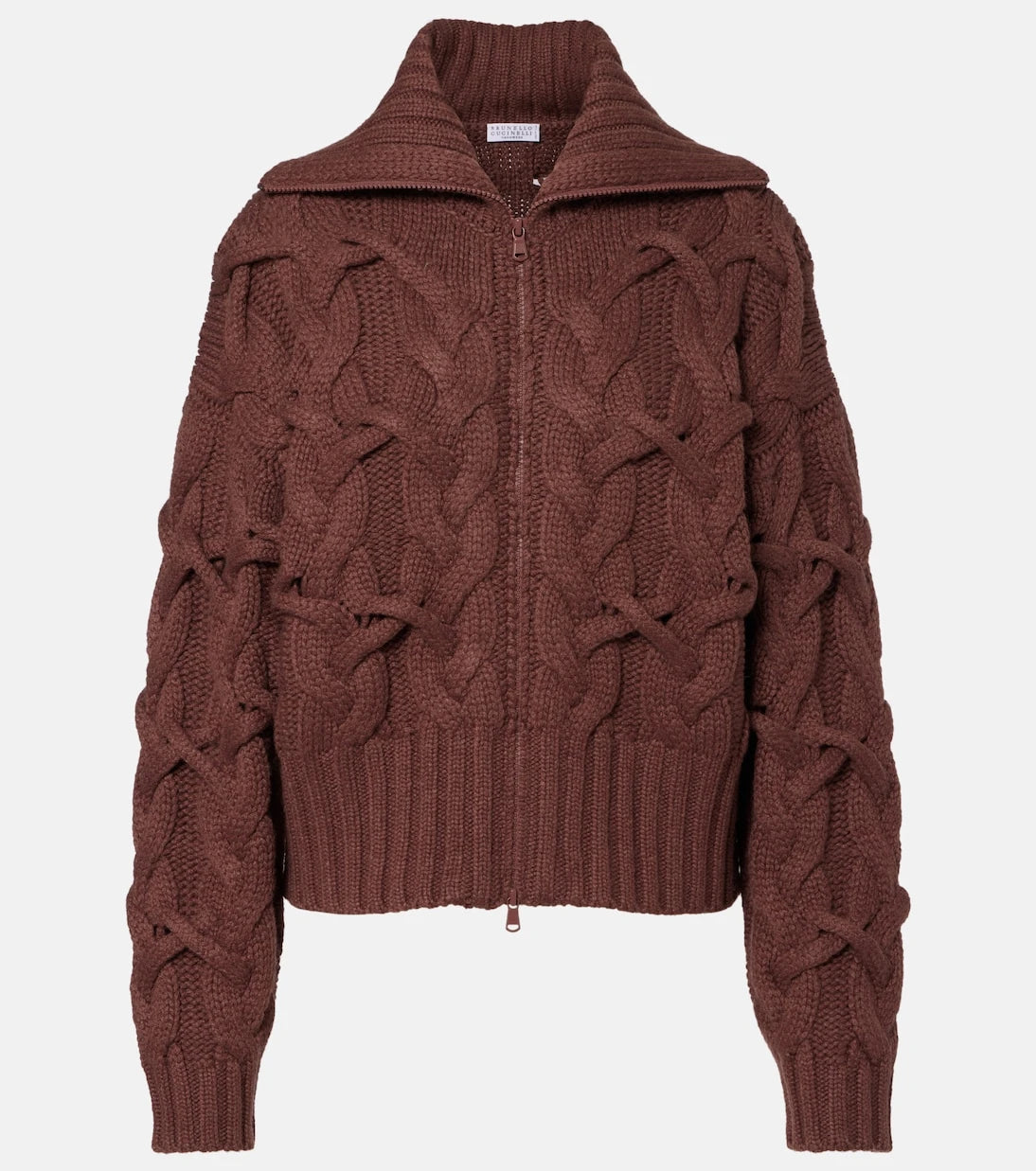 Brunello Cucinelli - Cable-knit cashmere zip-up cardigan