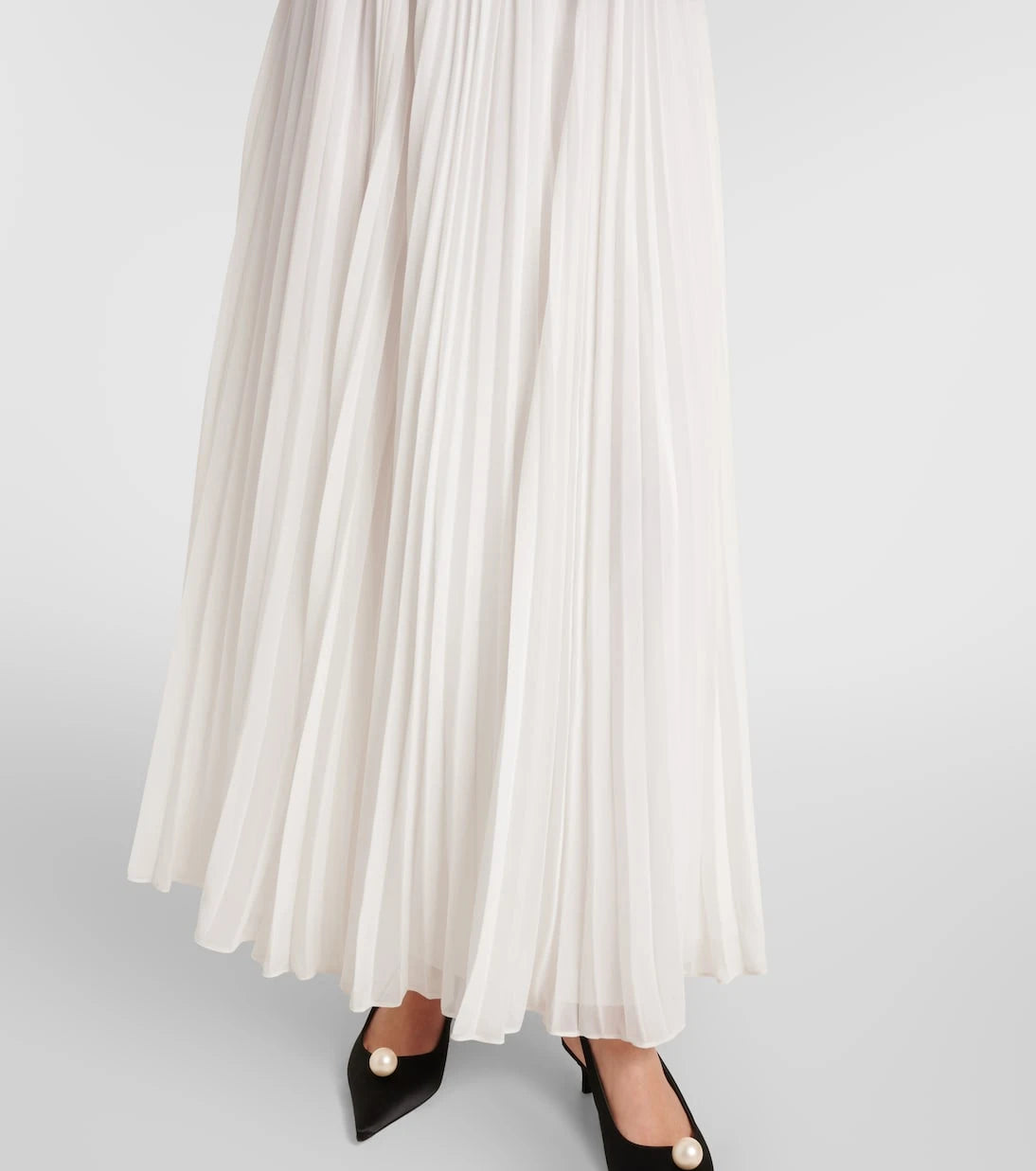 Self-Portrait - Belted pleated chiffon maxi dress