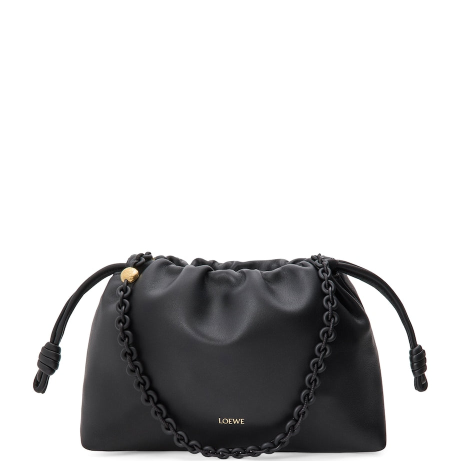 Black Medium Leather Flamenco Purse