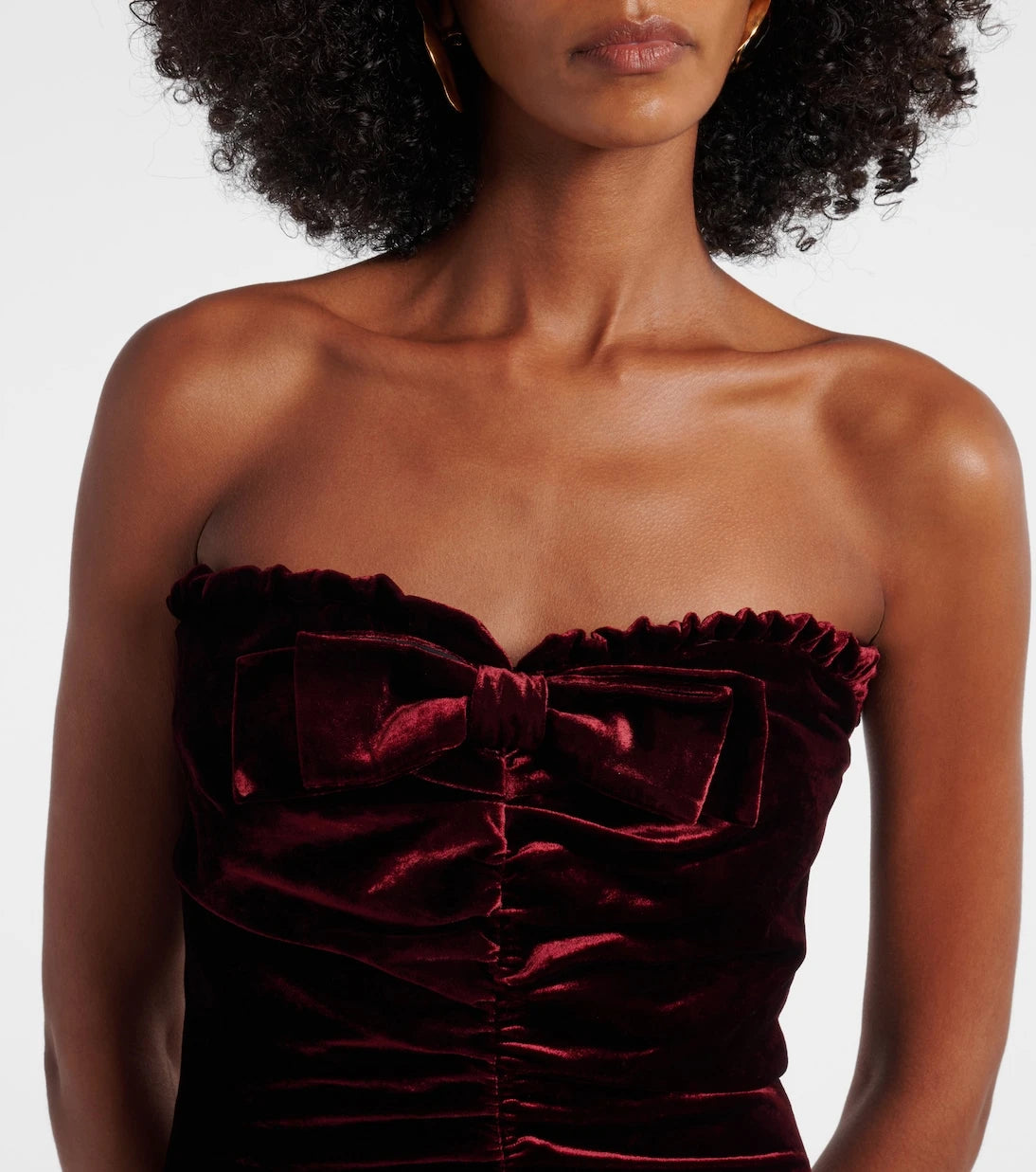 Alessandra Rich - Bow-detail ruched velvet gown