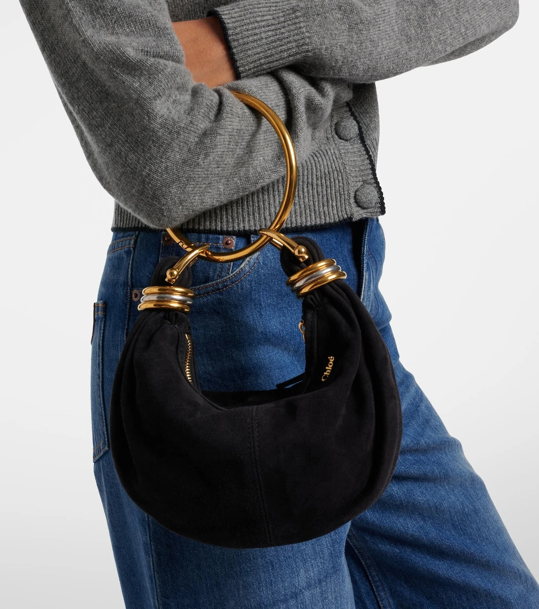 Chloé - Bracelet Small suede top-handle bag