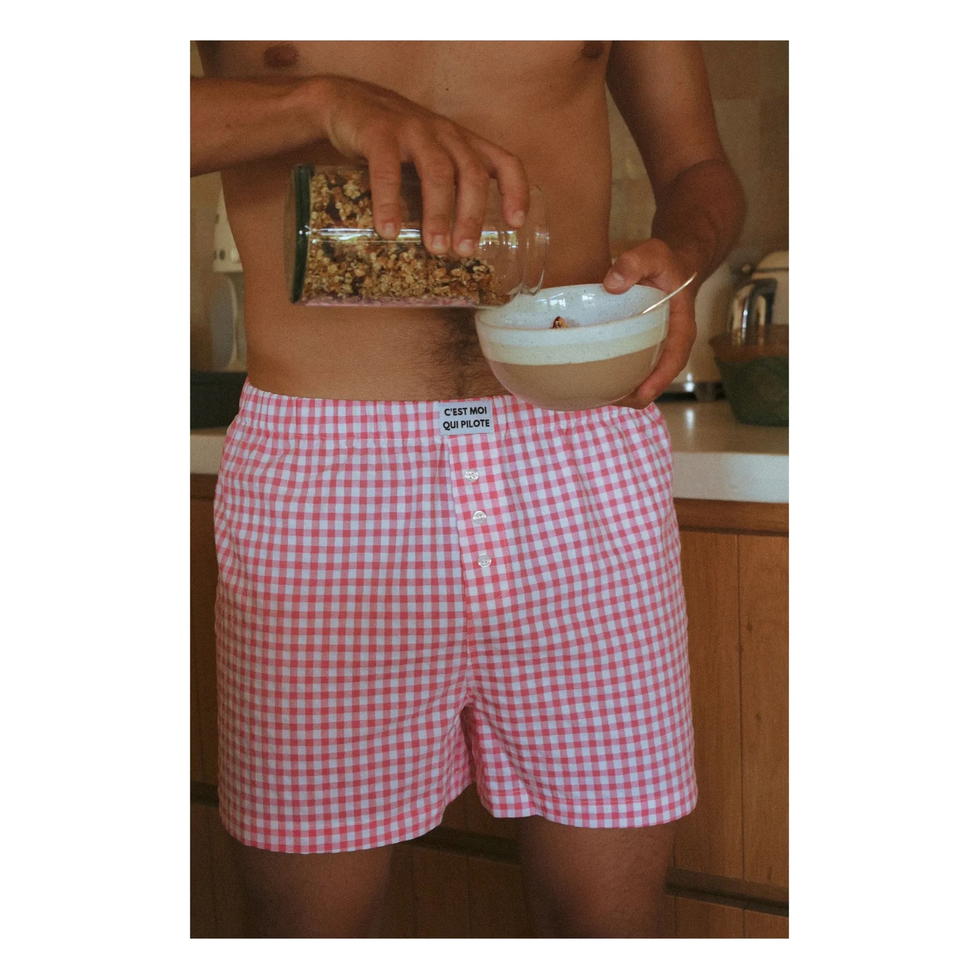 C'est moi qui pilote - Vichy boxer shorts | Pink