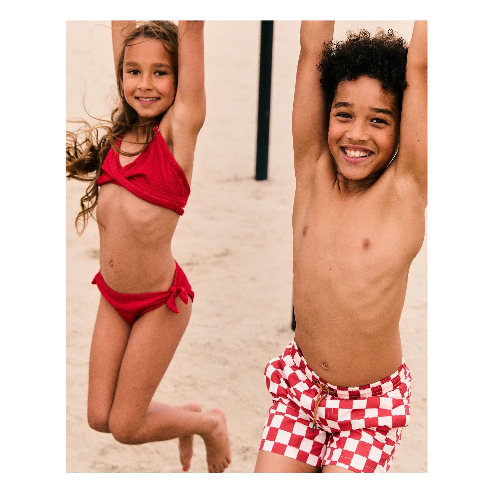 Beachlife - Damier Swim Shorts | Red