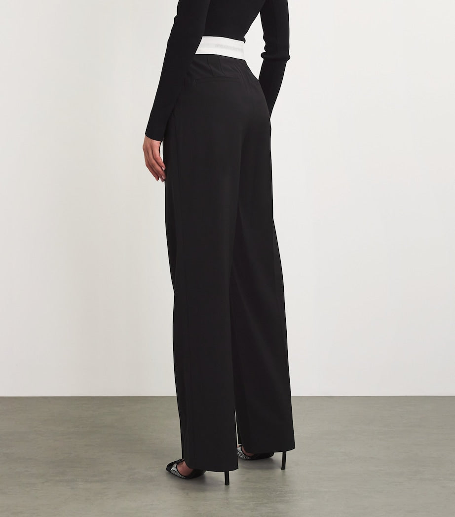 Alexander Wang Black Wool-Blend Elasticated High-Rise Tailored Trousers