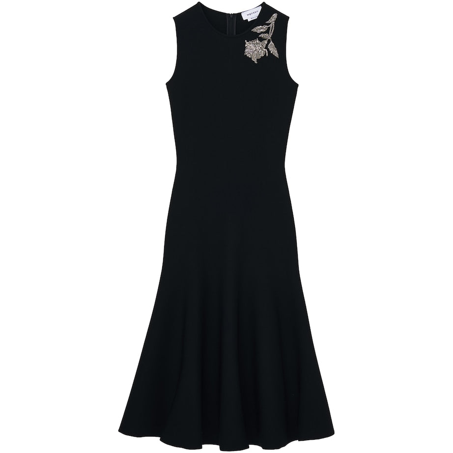 McQueen Black Embroidered Banshee Midi Dress