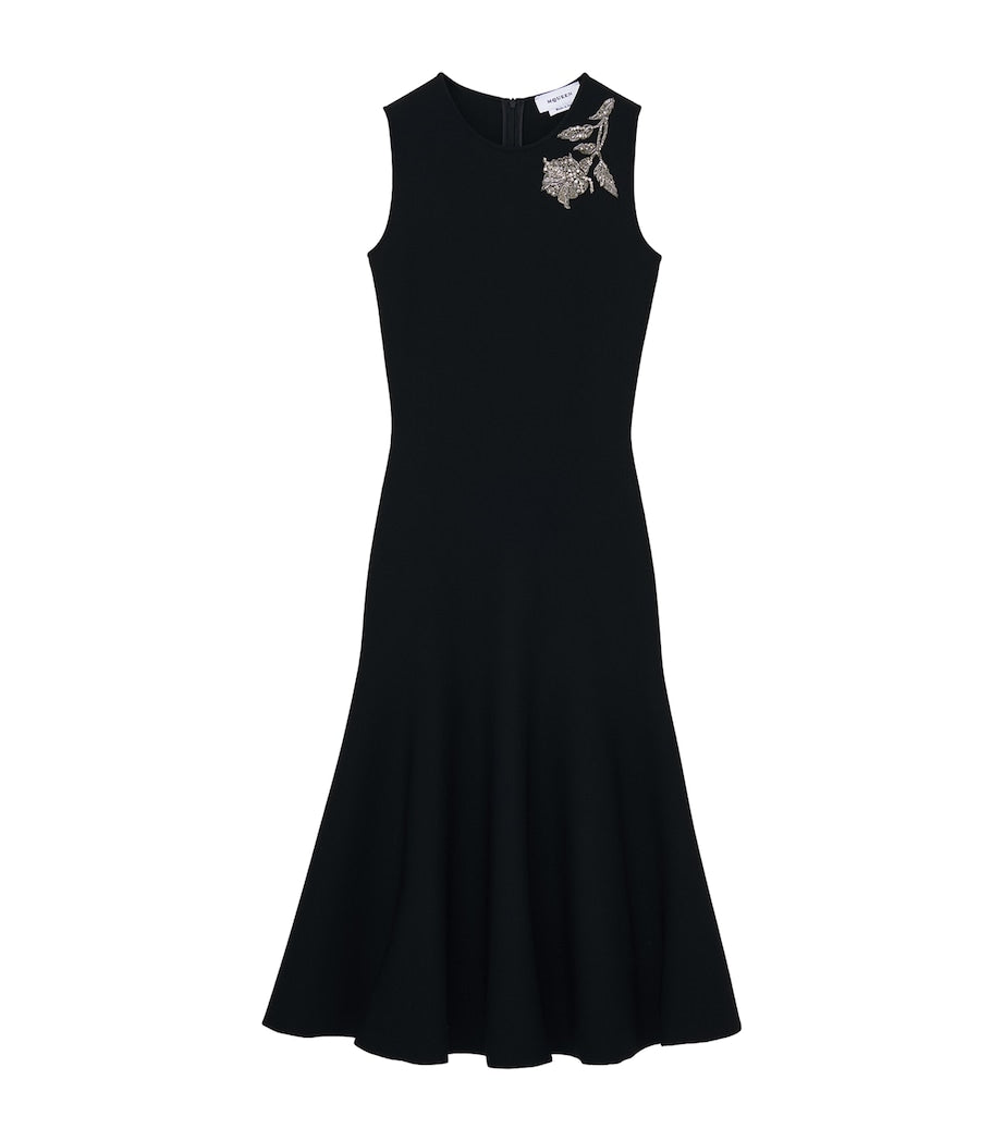 McQueen Black Embroidered Banshee Midi Dress