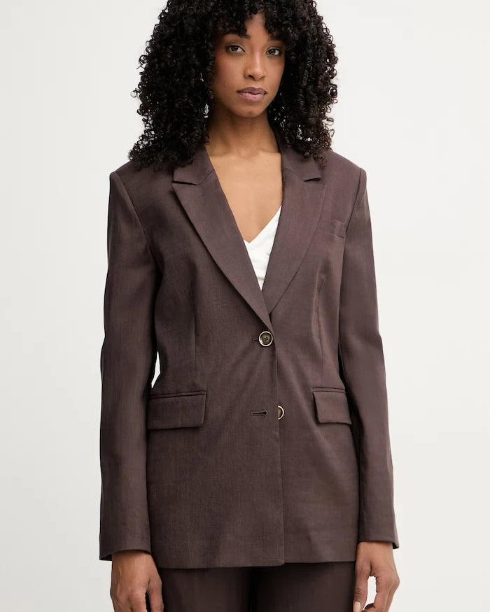Guess kadın tek düğmeli keten karışımlı blazer CARLA