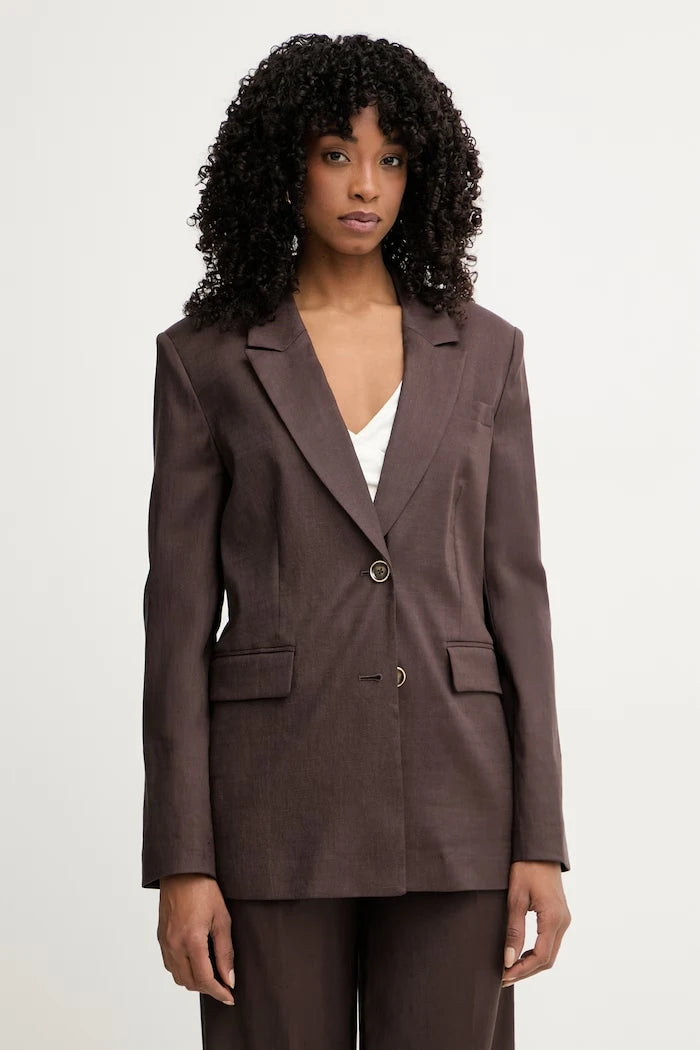 Guess kadın tek düğmeli keten karışımlı blazer CARLA