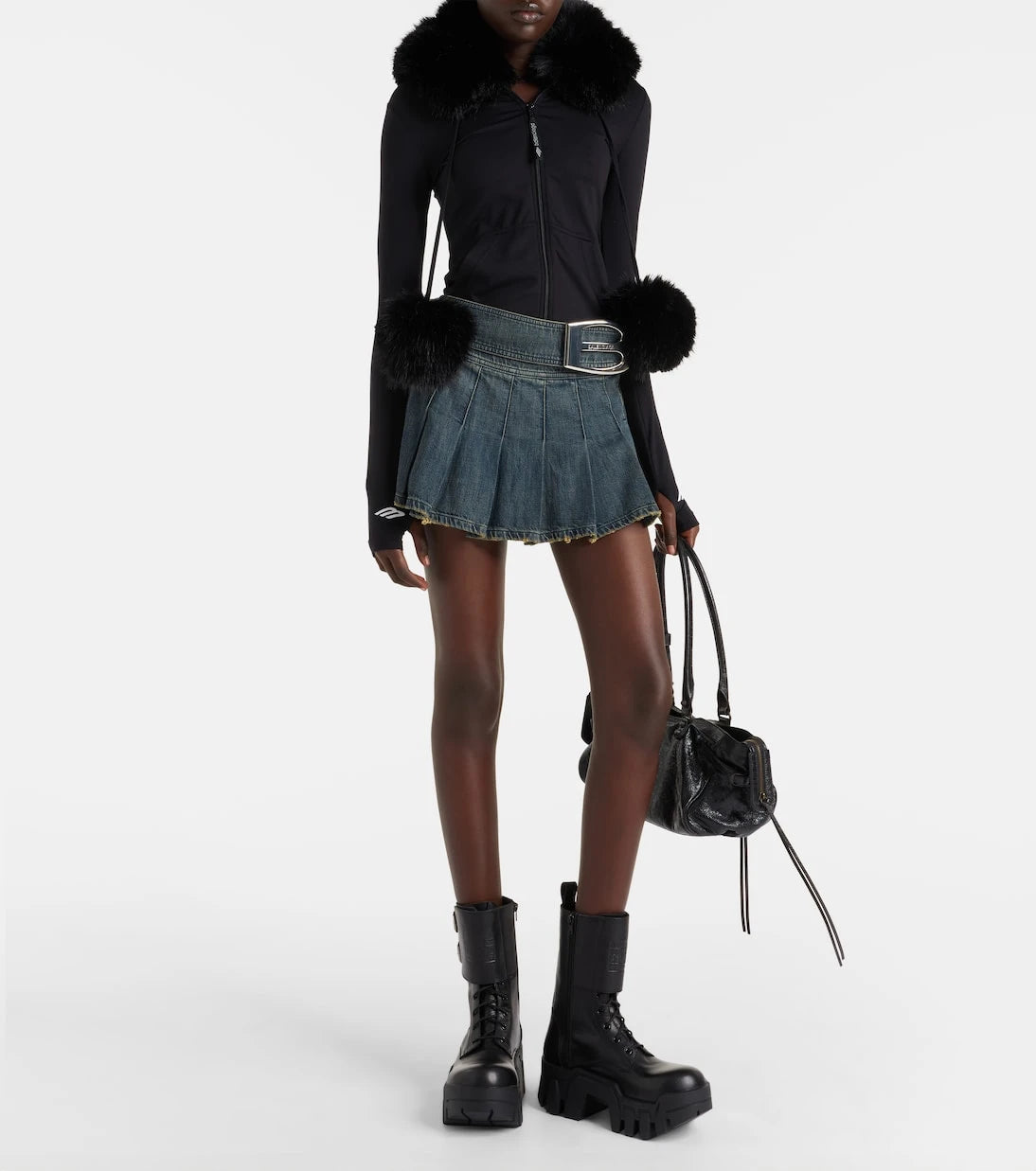 Balenciaga - حذاء قتال Bulldozer 25 من الجلد بكعب مسطح