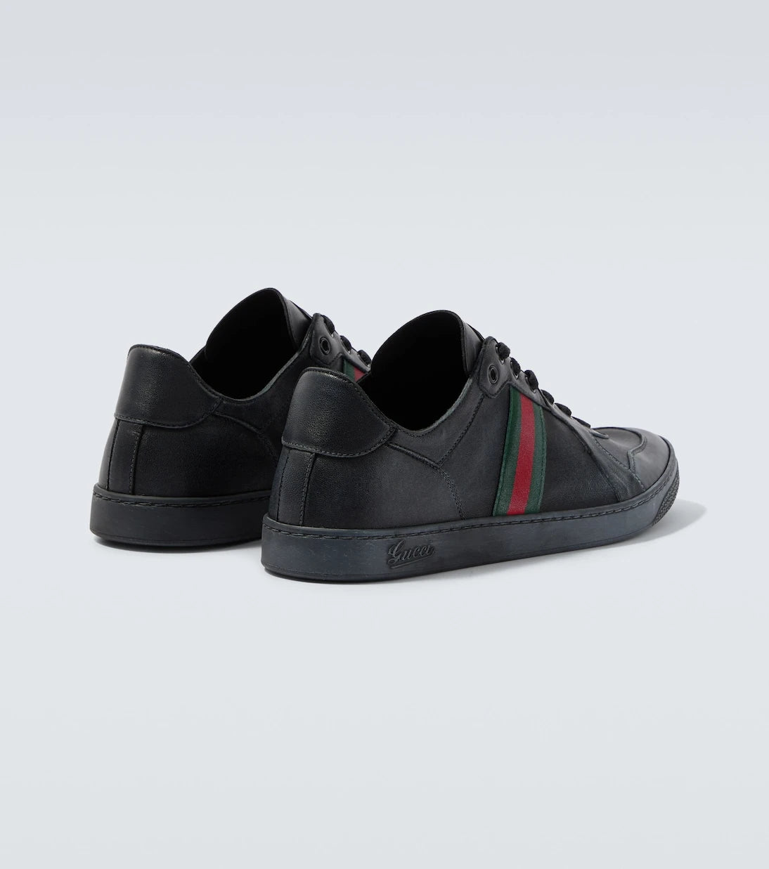 Gucci - Stretch Web Stripe leather sneakers