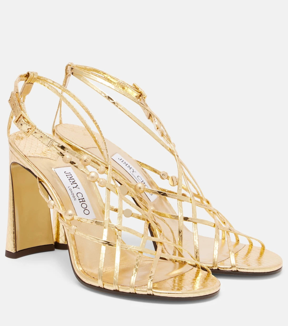 Jimmy Choo - Felice 95 beaded metallic leather sandals