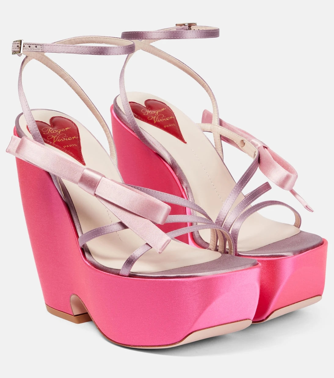 Roger Vivier - Choc Bow satin wedge sandals