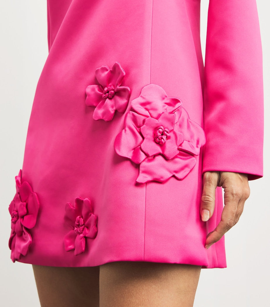 LEO LIN Pink Flower-Appliqué Aliza Mini Dress
