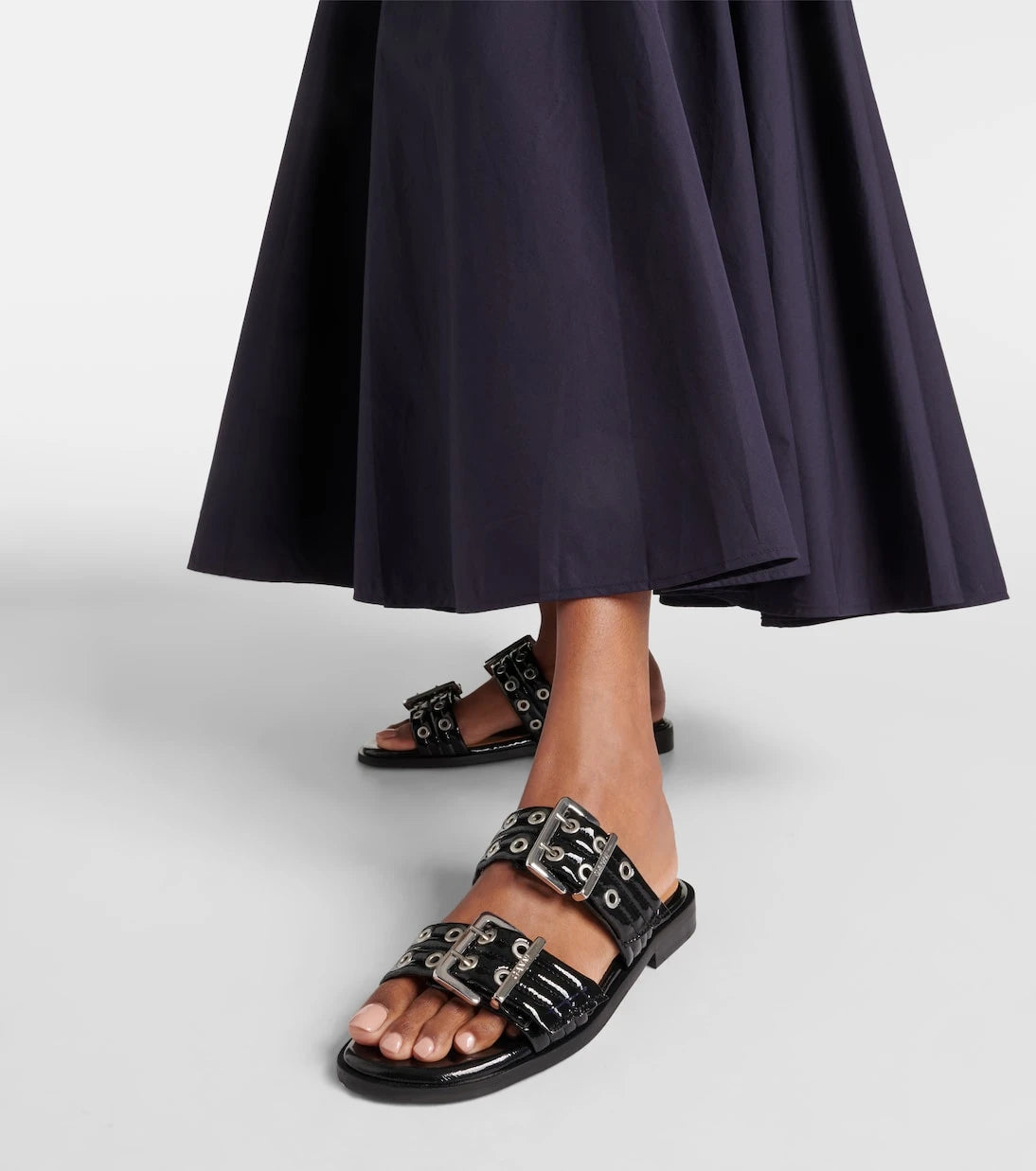Ganni - Studded patent leather sandals