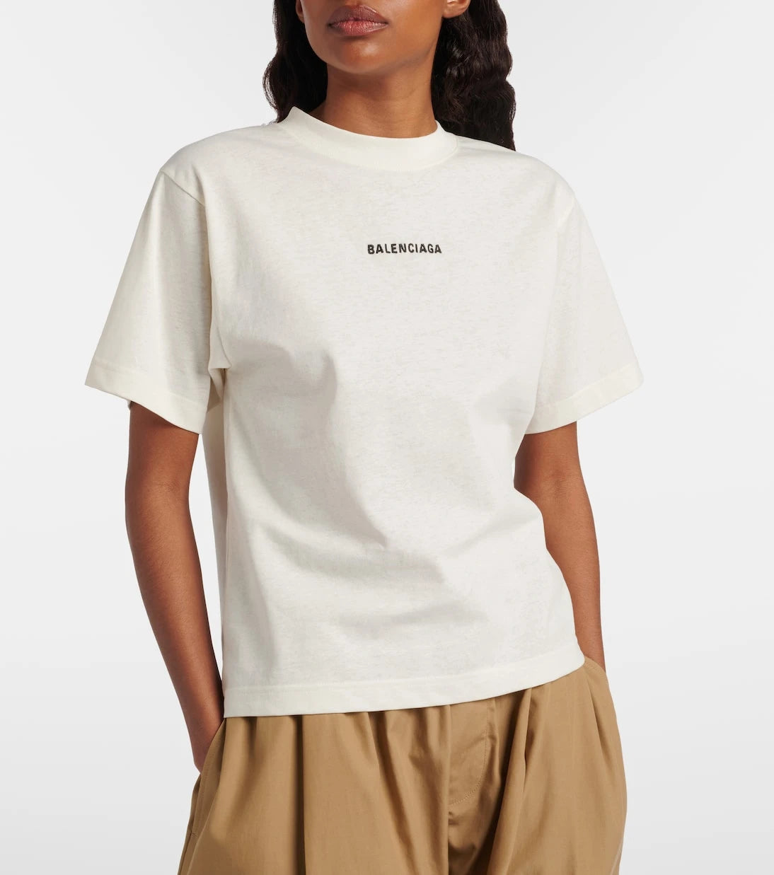 Balenciaga - Logo embroidered cotton jersey T-shirt