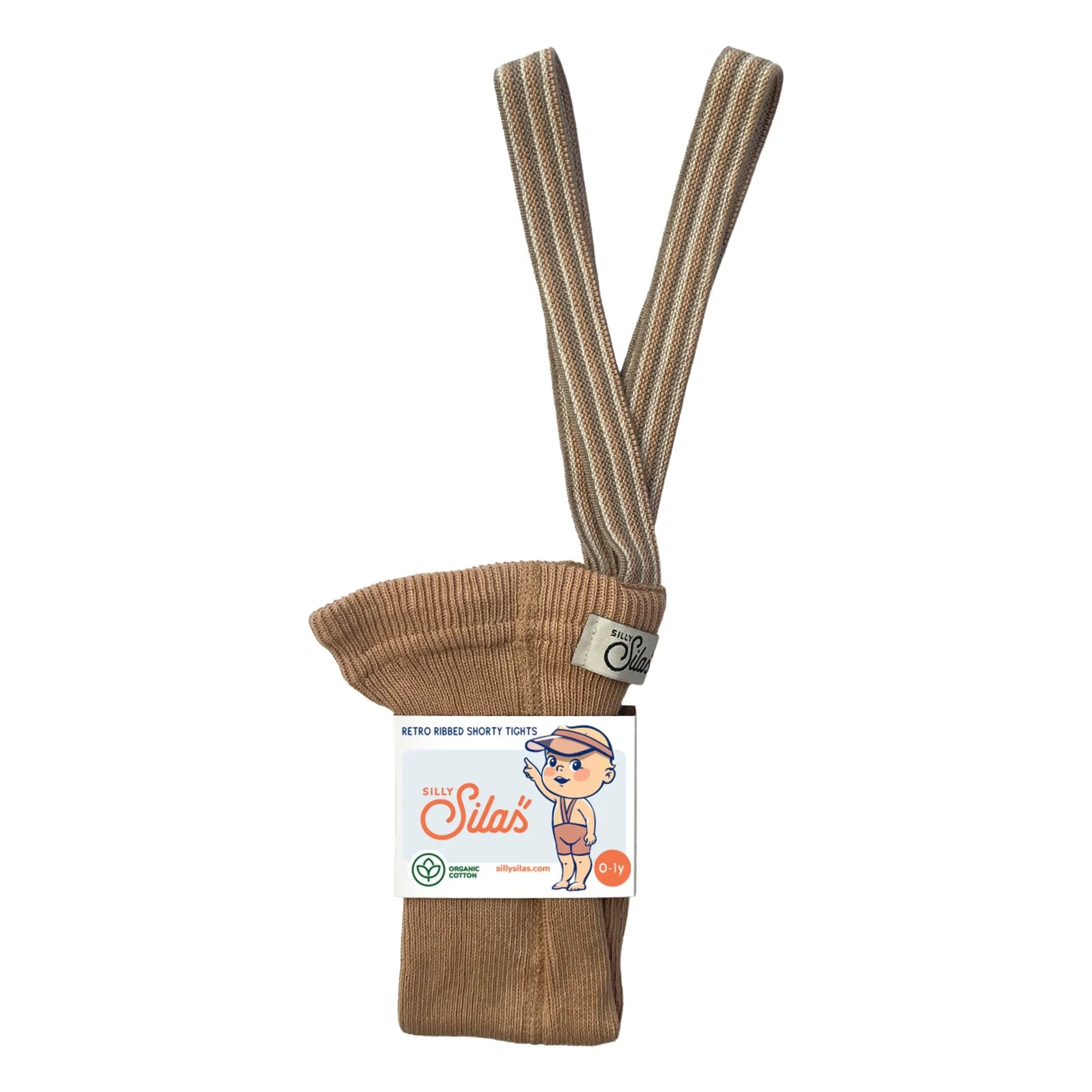 Silly Silas - Striped Organic Cotton Shorty Tights | Light brown