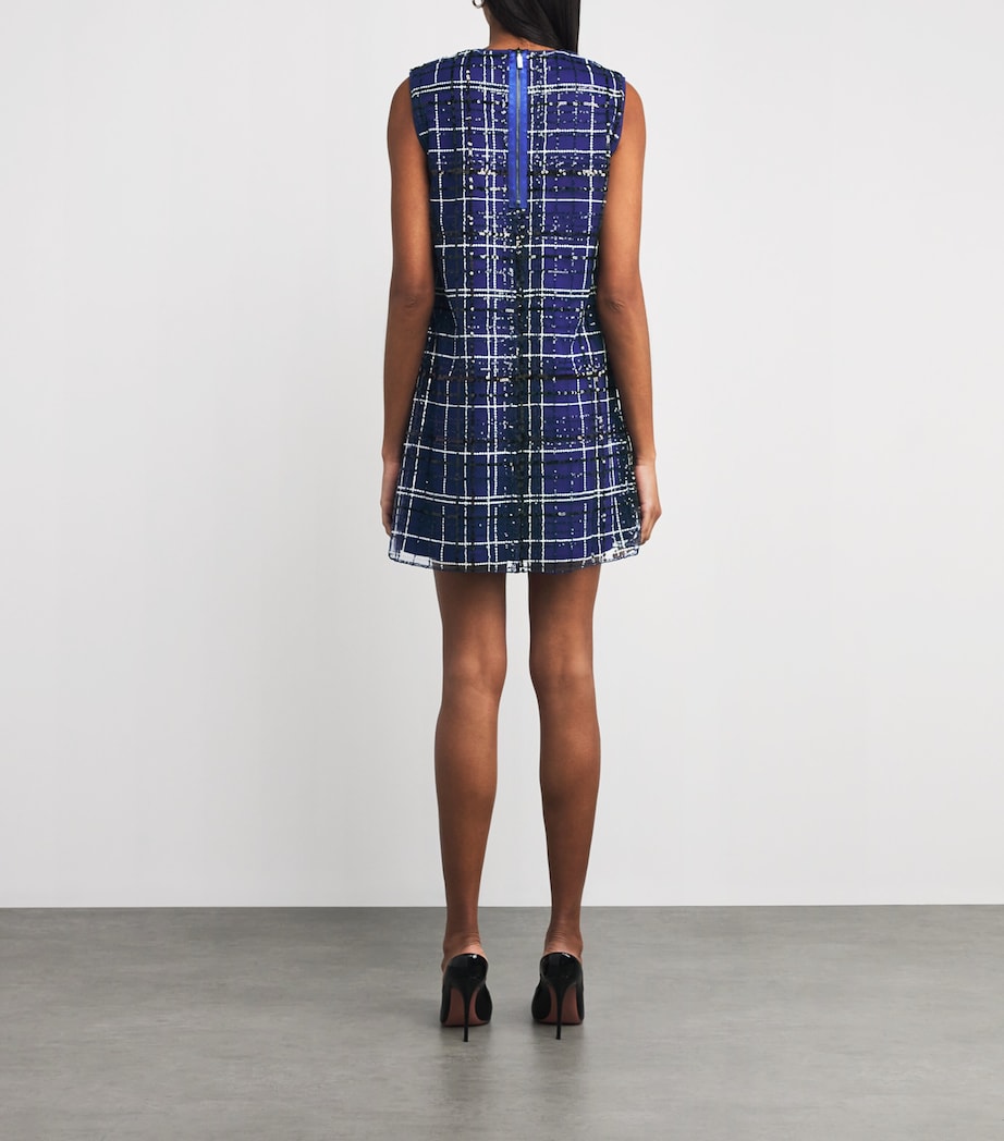 MAX&Co. Blue Sequin Check Mini Dress