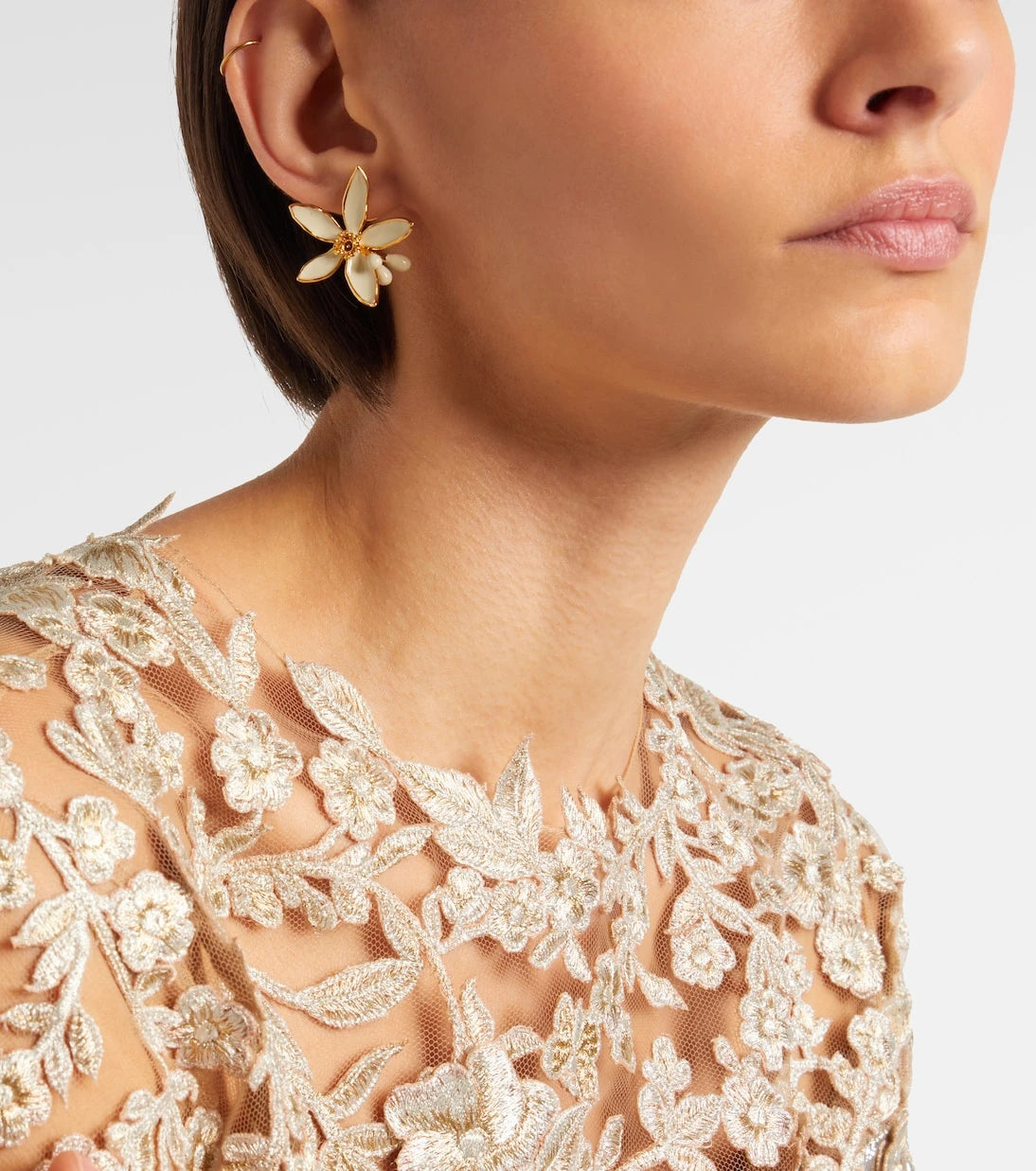 Oscar de la Renta - Orange Blossom enamel earrings