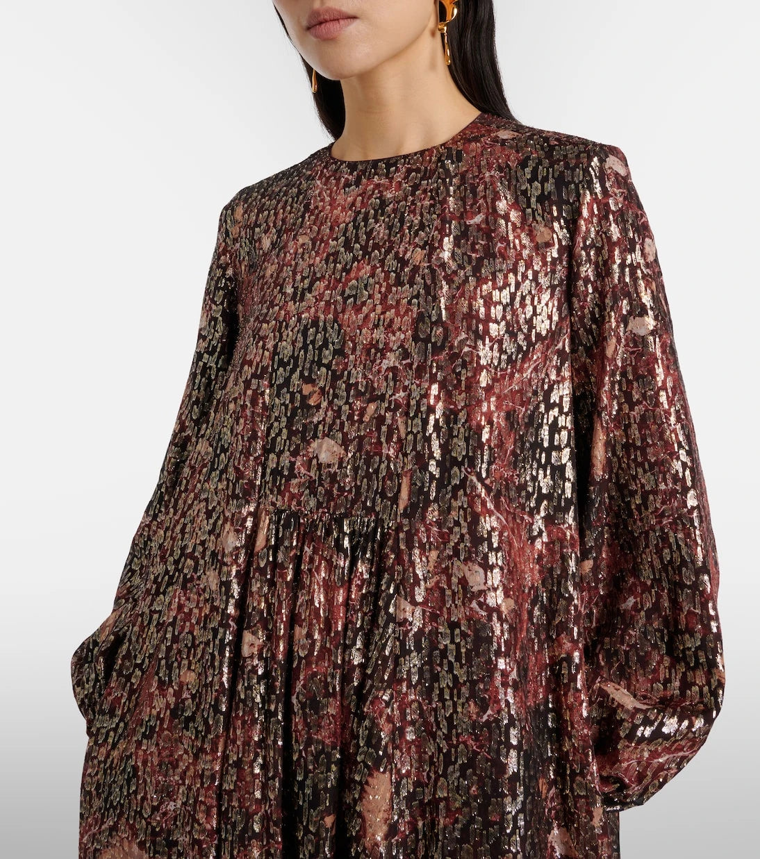 Max Mara - Zinnia metallic silk-blend maxi dress