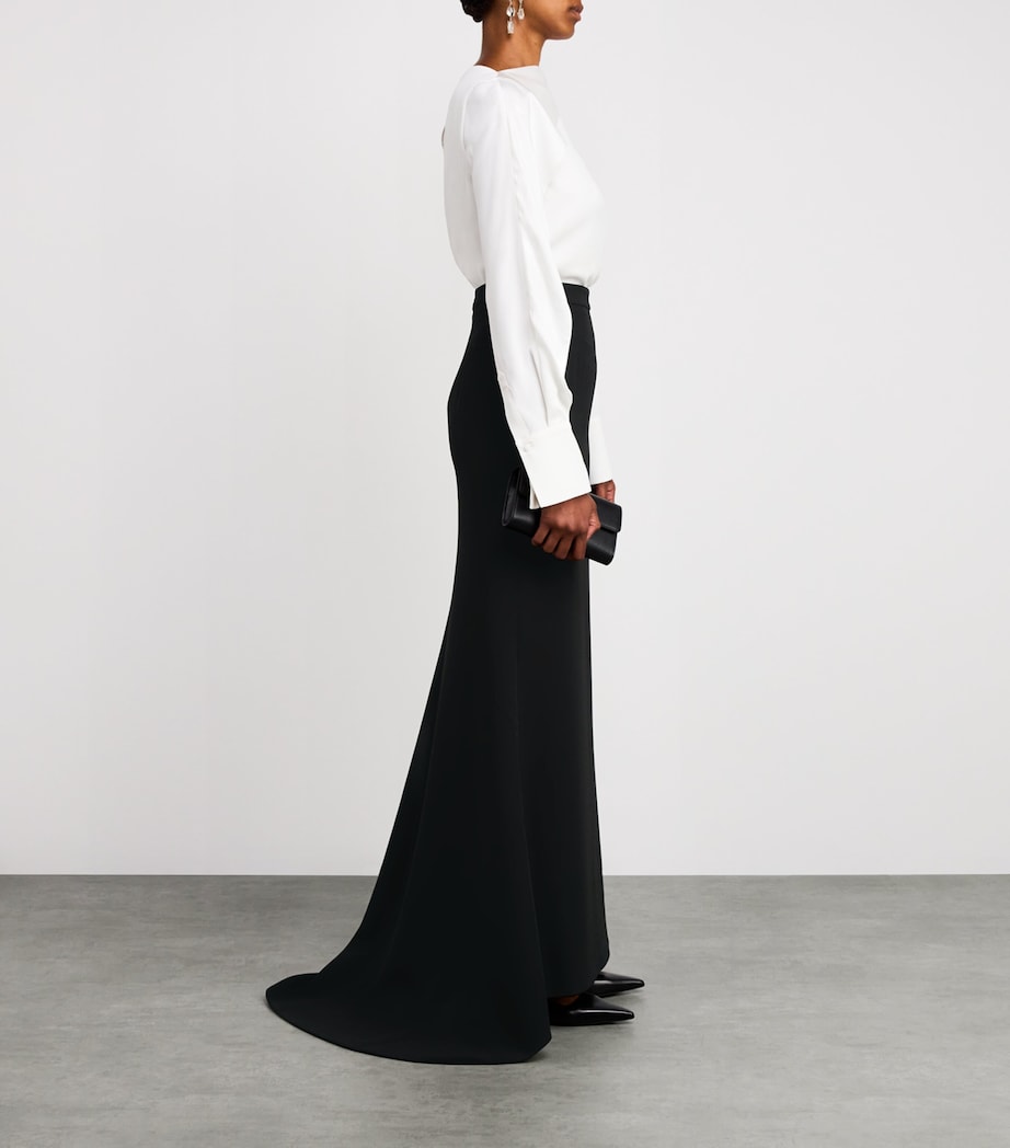 Roland Mouret Black Cady Train Maxi Skirt