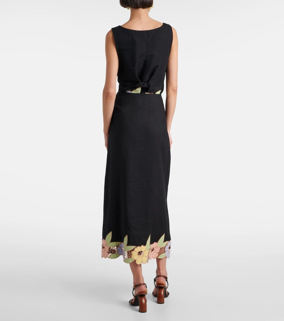 Rixo - Serano cutout linen-blend midi skirt