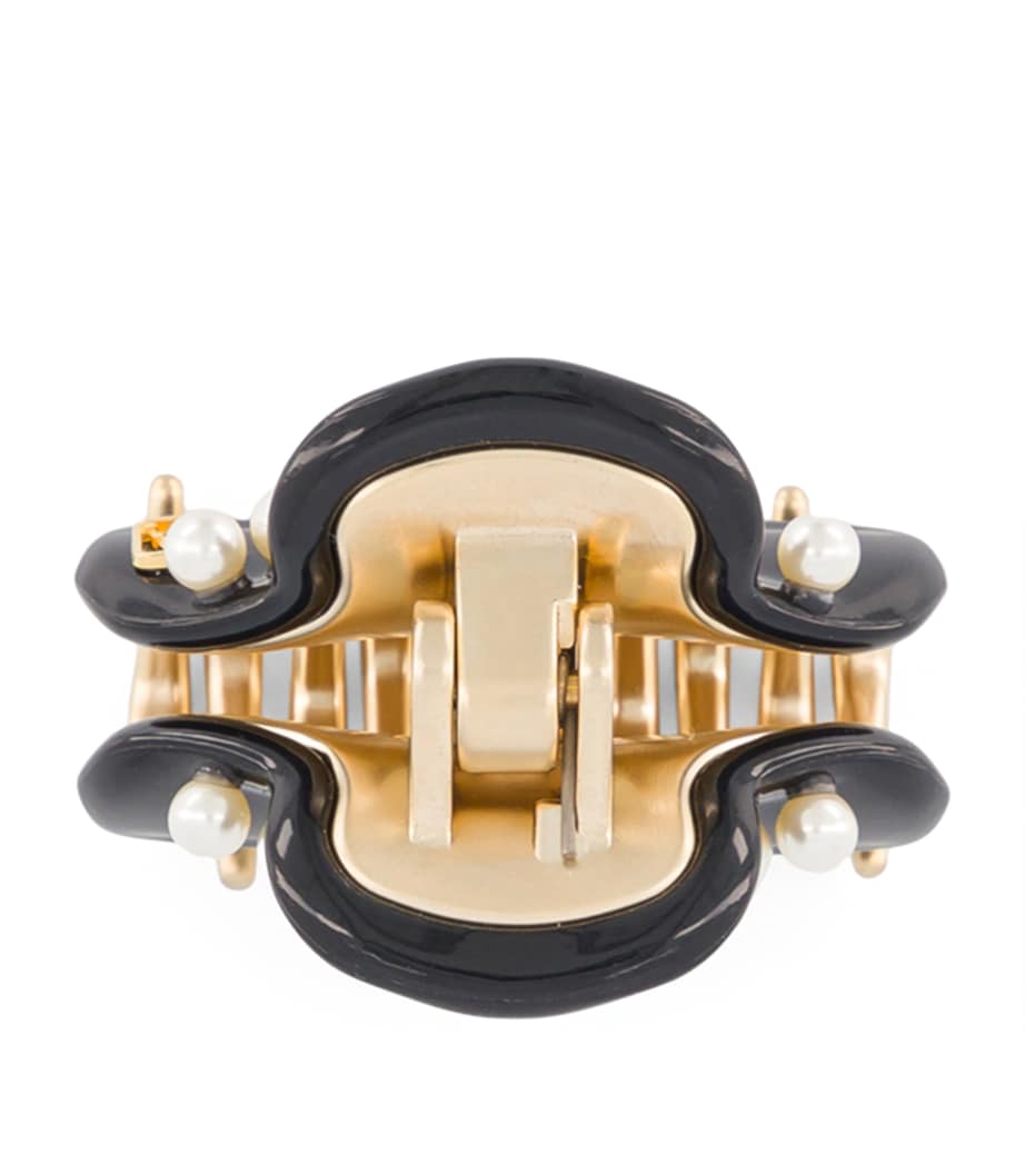 Alexandre de Paris Gold-Plated Pearl-Embellished Claw Hair Clip