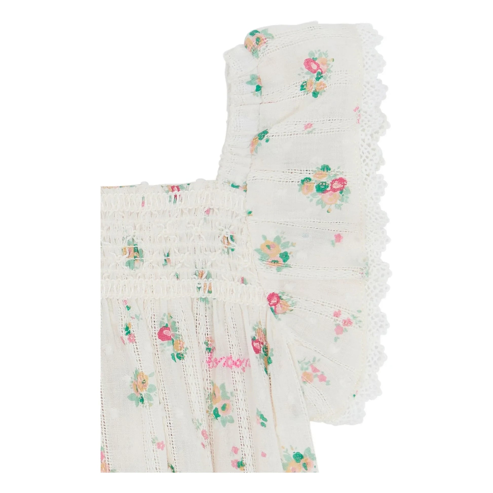 Bonton - Lalix Bouquets Smocked romper | White