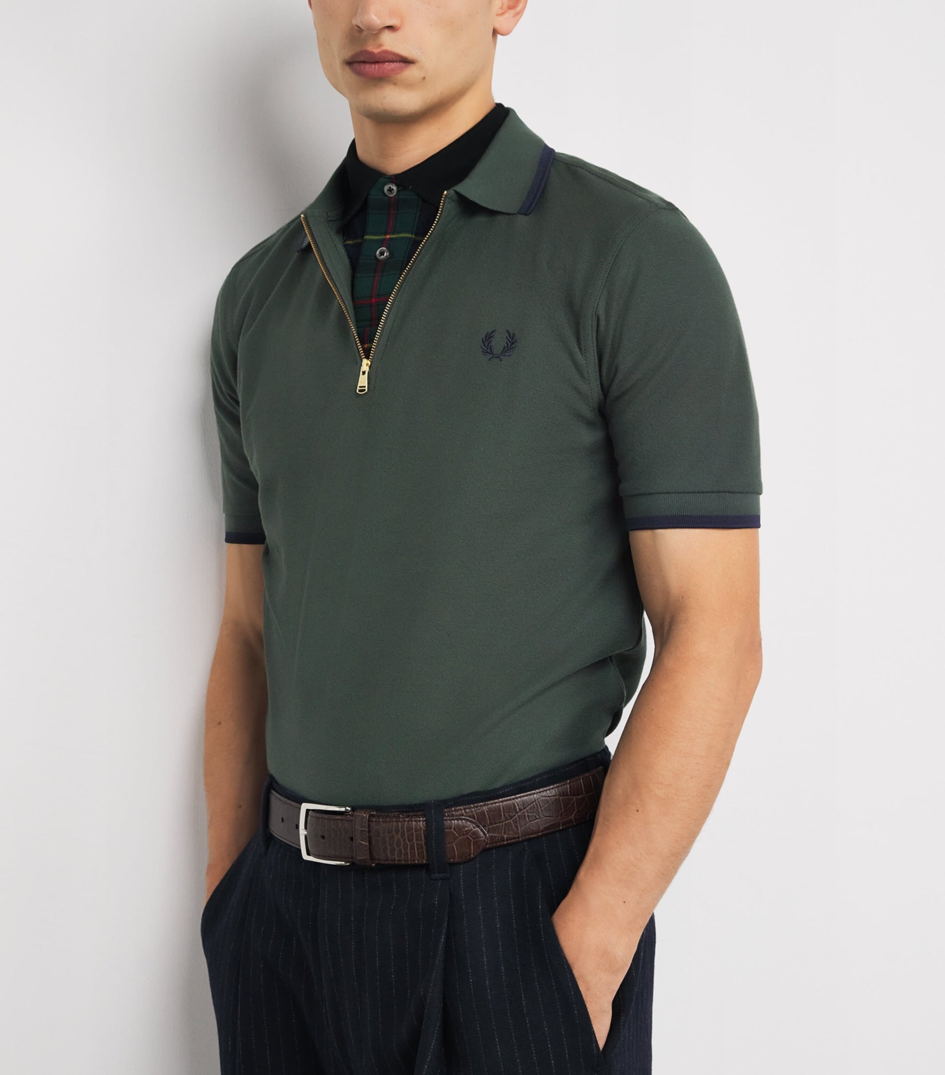 Cotton Crepe Piqué Polo Shirt