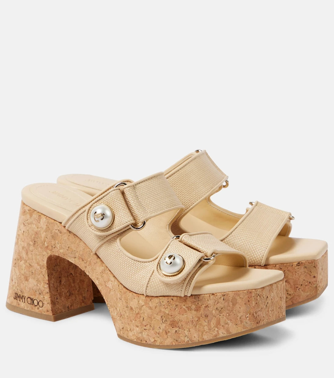 Jimmy Choo - Fayence canvas platform mules