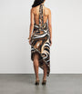 Multi Silk Marmo Print Halterneck Midi Dress