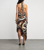 Multi Silk Marmo Print Halterneck Midi Dress