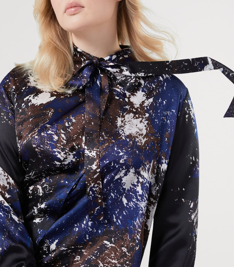 Silk Danila Shirt Midi Dress BLUE/BLACK