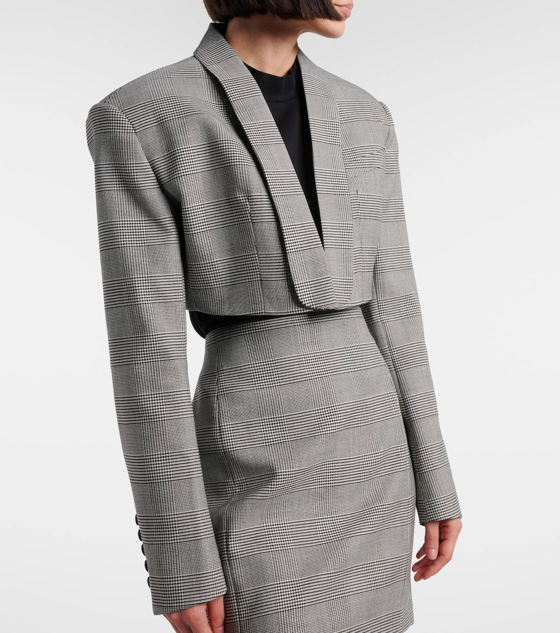 Balmain - Houndstooth cropped wool-blend blazer