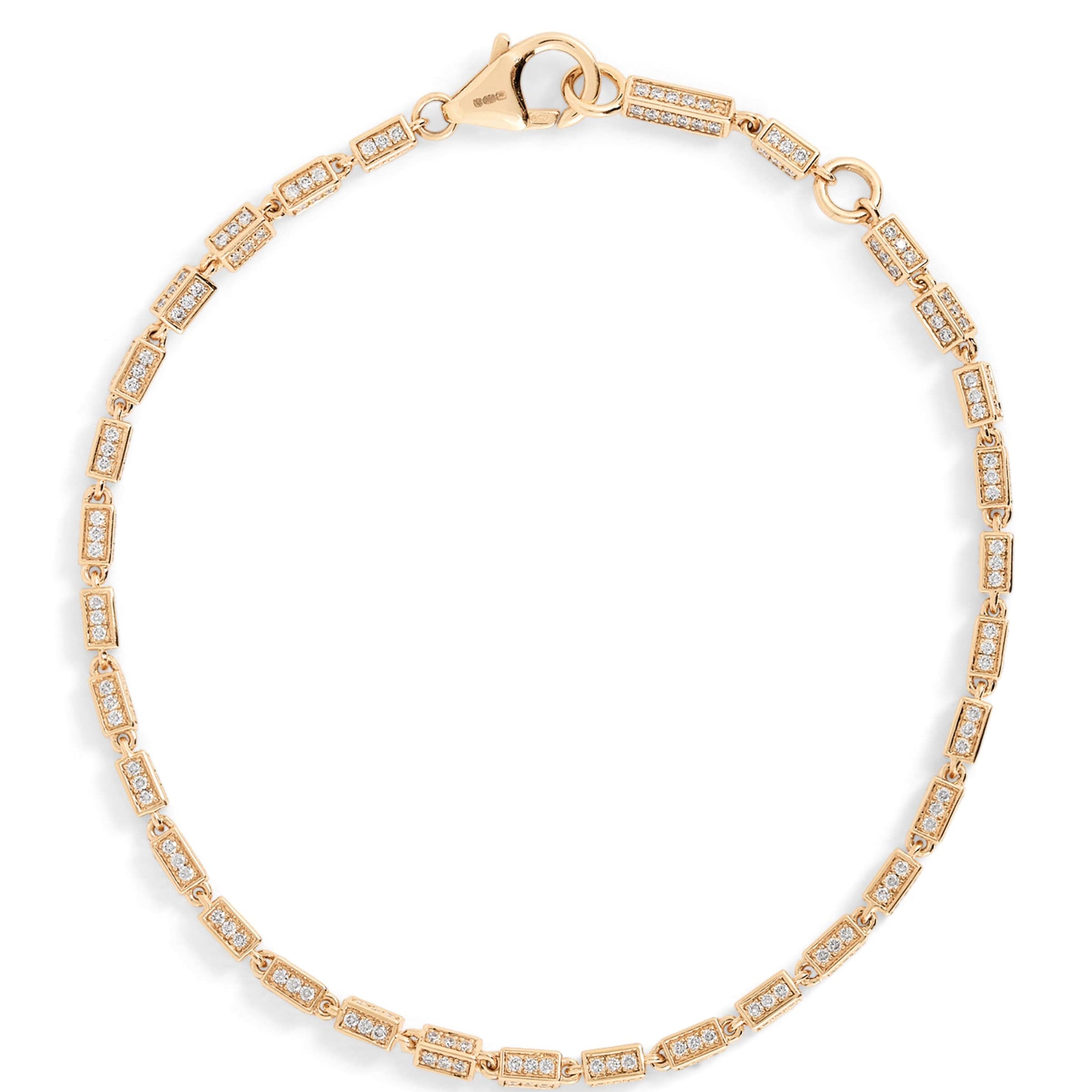 Suzanne Kalan Small Rose Gold and Diamond Block-Chain Bracelet