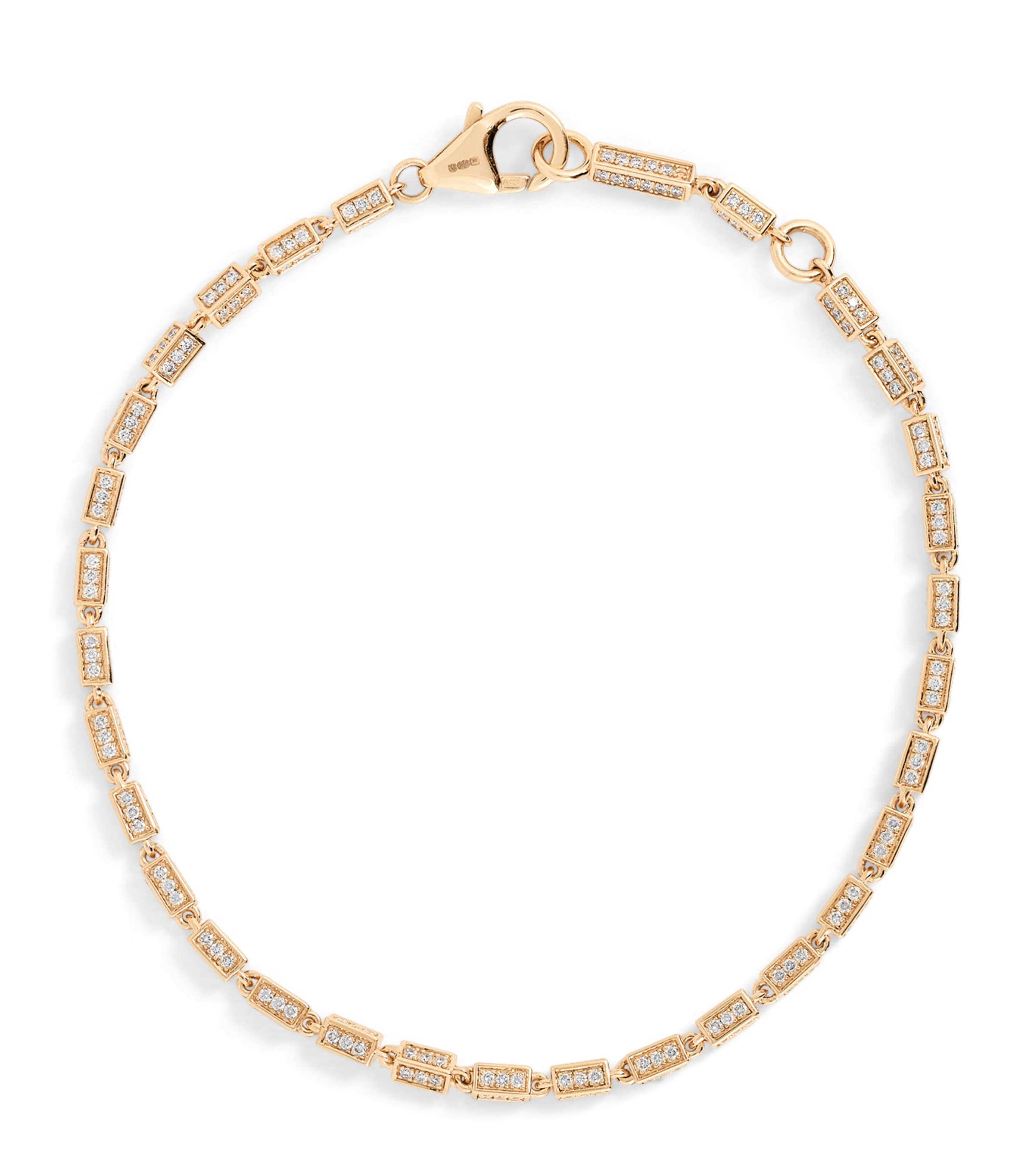 Suzanne Kalan Small Rose Gold and Diamond Block-Chain Bracelet