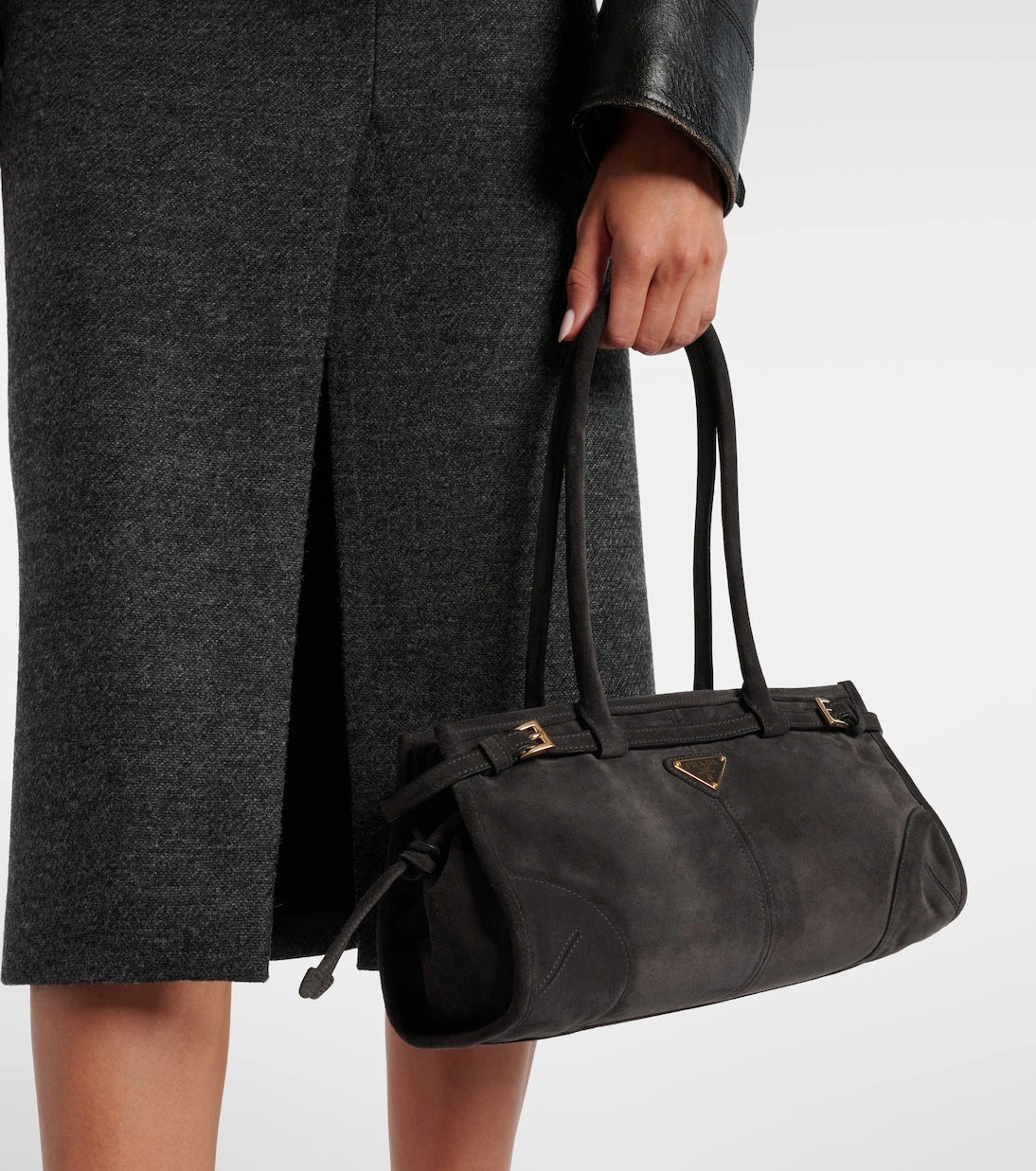 Prada - Prada Bonnie Medium suede shoulder bag