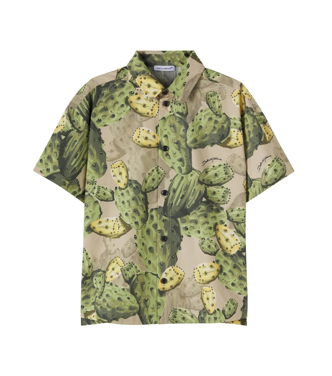 Dolce&Gabbana Kids - Printed cotton poplin bowling shirt