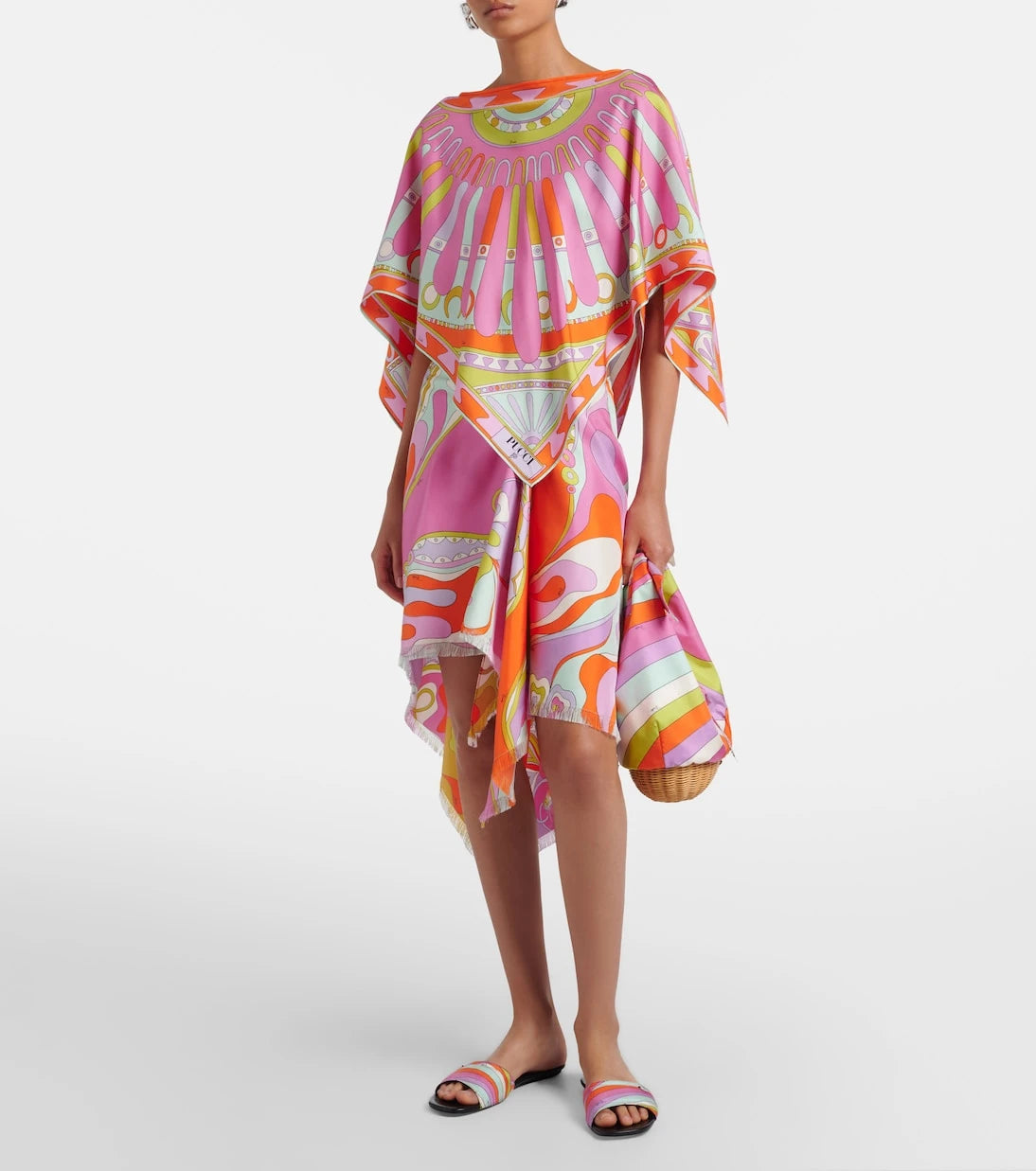 Pucci - Orchidee silk twill midi skirt