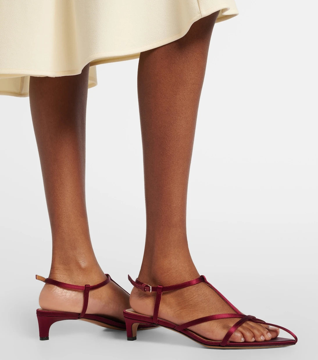 Jil Sander - Cage satin and leather sandals