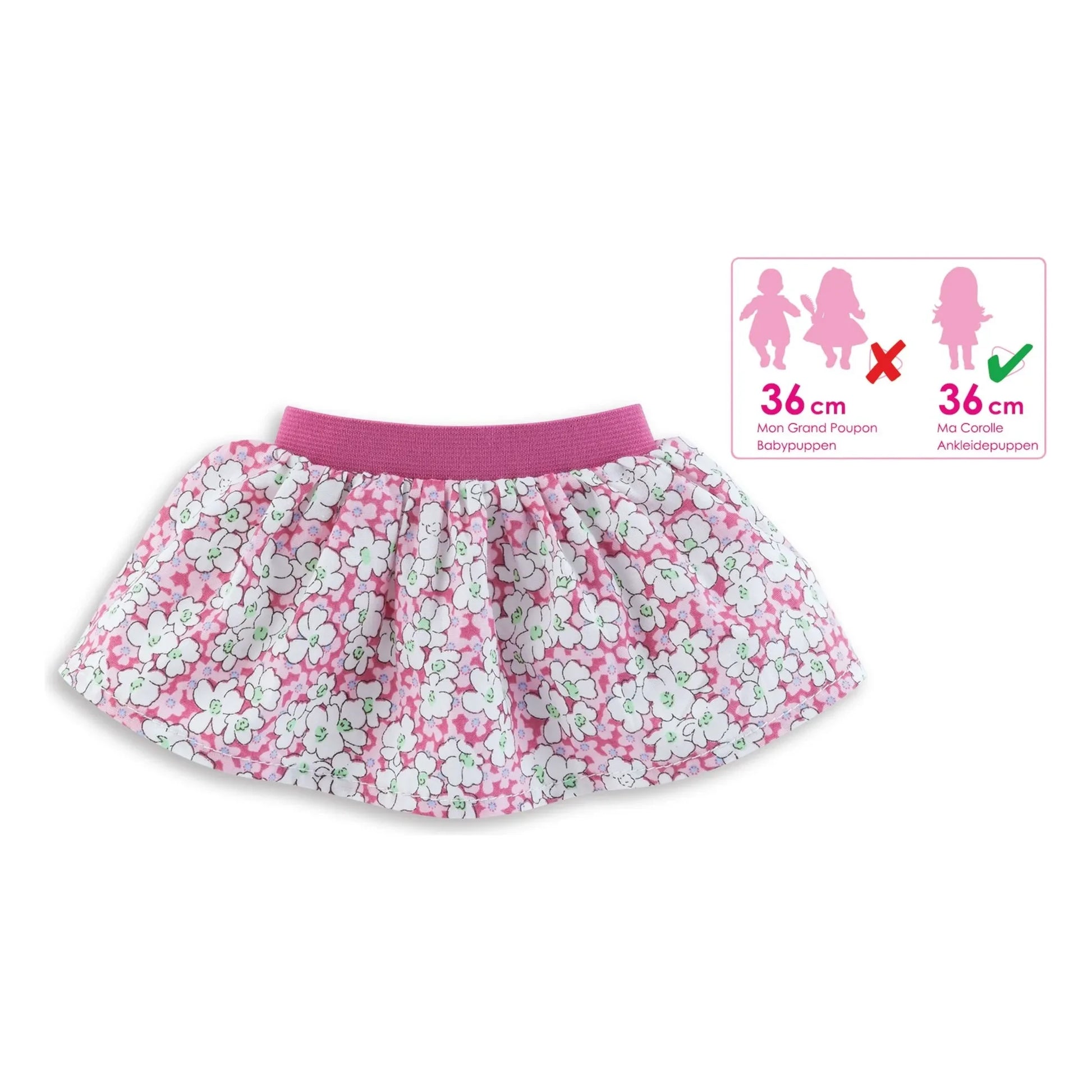 Corolle - Floral skirt for doll 36 cm | Pink