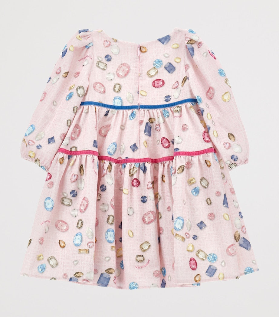 Monnalisa Multi Cotton Gem Print Dress (2-12 Years)