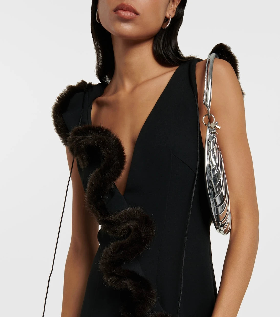 Coperni - Faux fur-trimmed jersey minidress