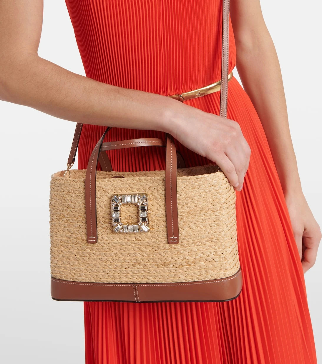 Roger Vivier - حقيبة توت "فيف سكيت" صغيرة من الرافيا