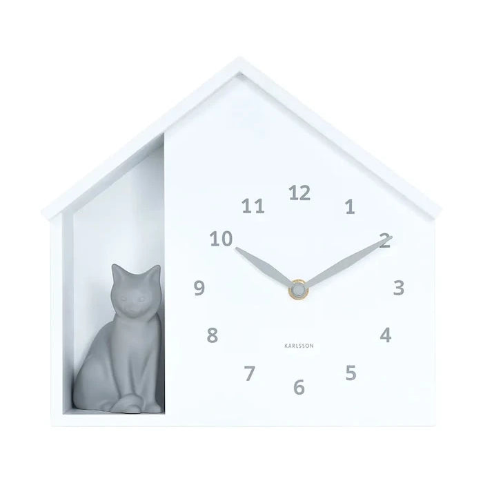 Стенен часовник със звук Karlsson Siting Cat 26 x 29 cm