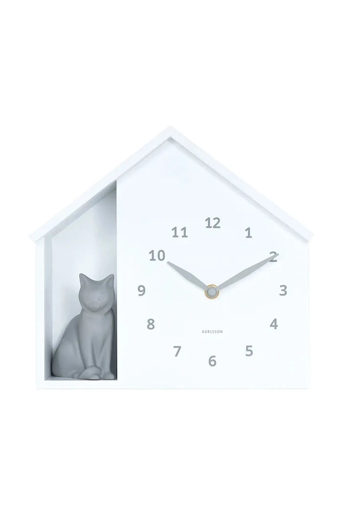 Стенен часовник със звук Karlsson Siting Cat 26 x 29 cm