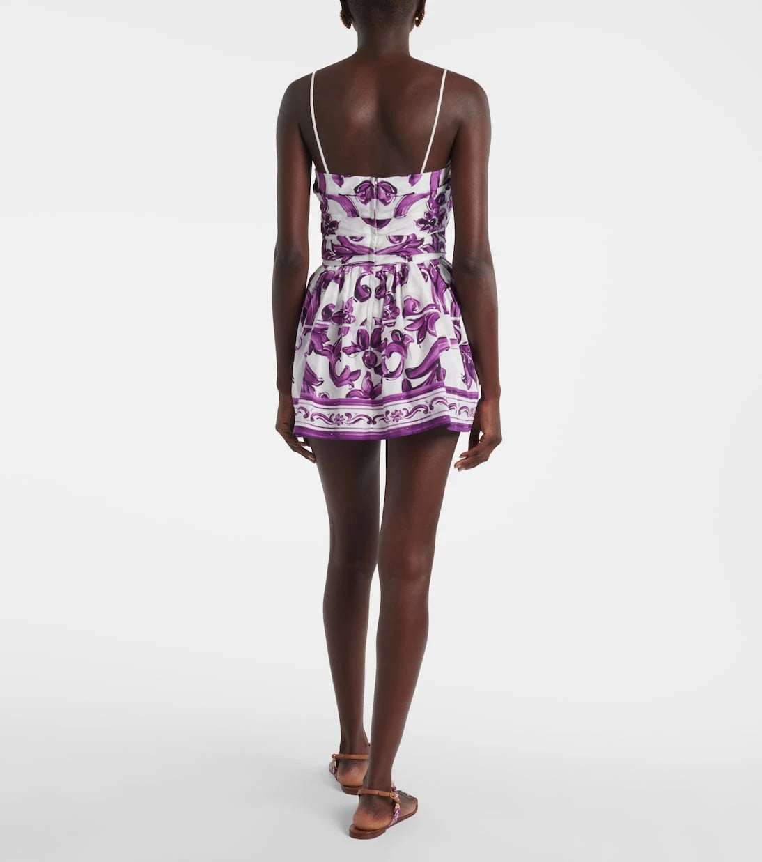 Dolce&Gabbana - Majolica cotton poplin bustier dress