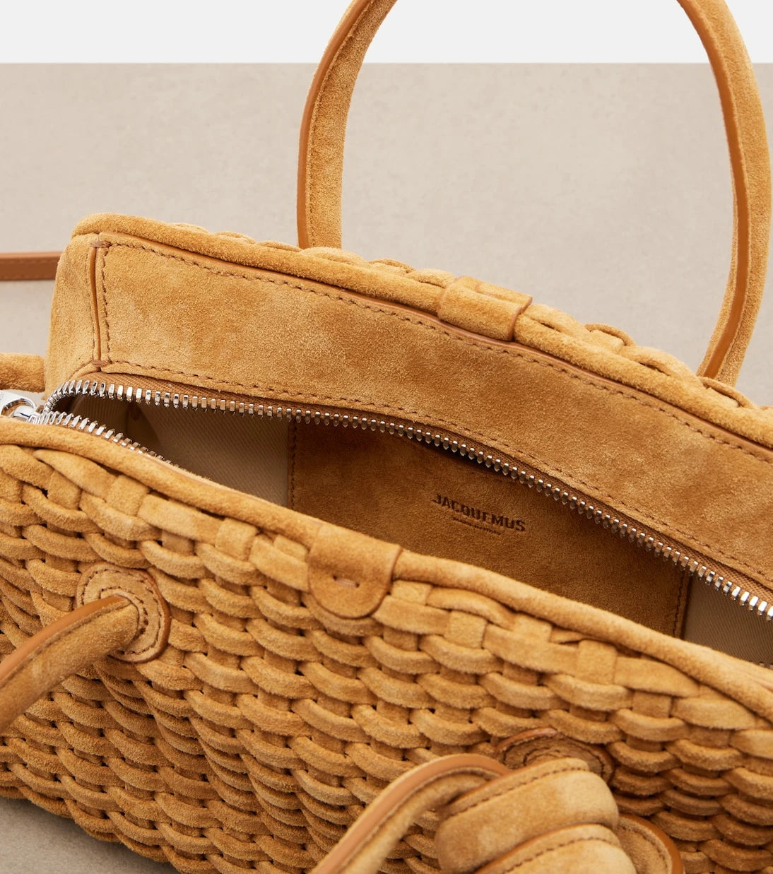 Jacquemus - Turismo Small woven suede bowling bag