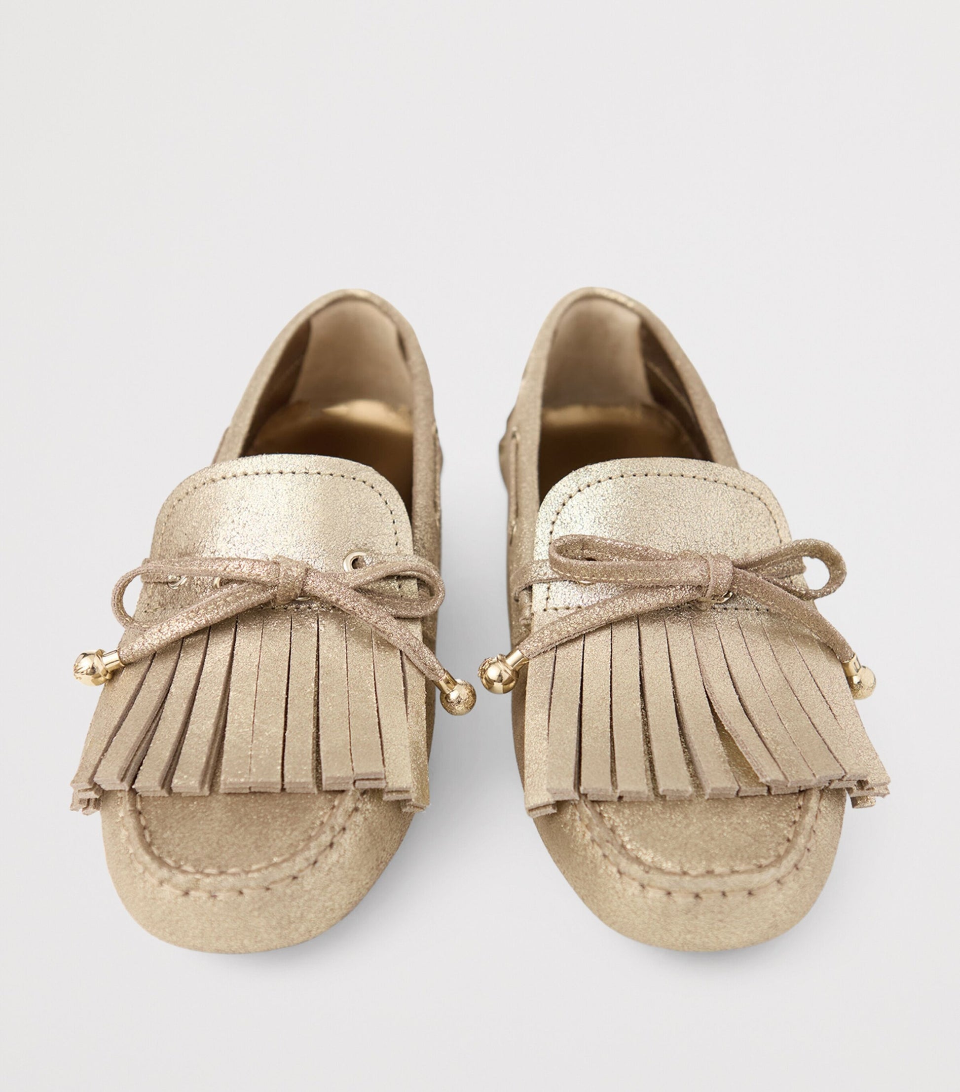 Jimmy Choo Gold Manon Flat Suede Loafers