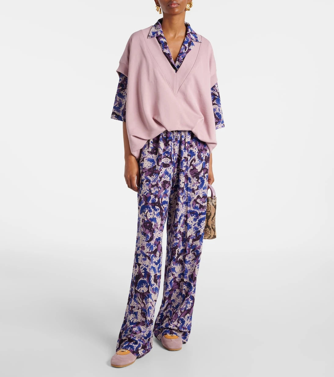Dries Van Noten - Printed mid-rise crêpe straight pants